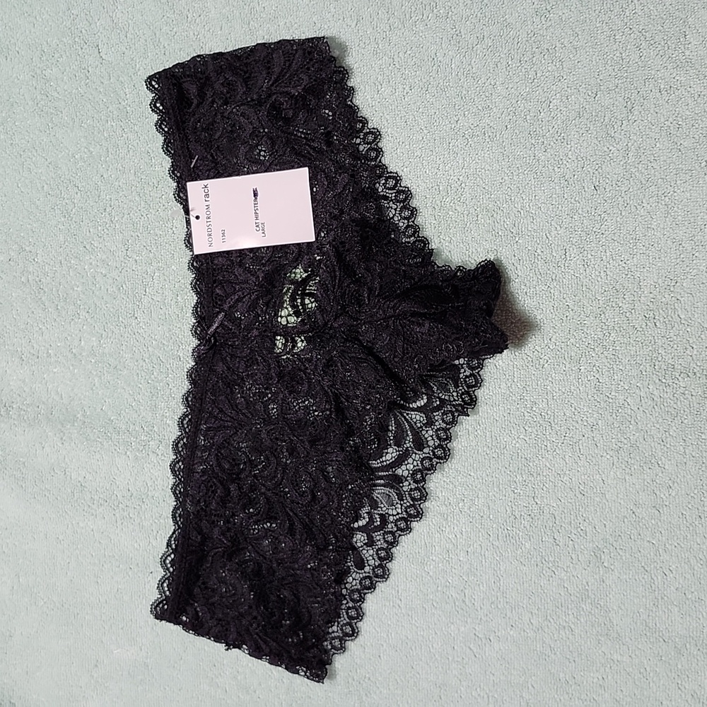 Honeydew Black Lace Cat Hipster Panty L
